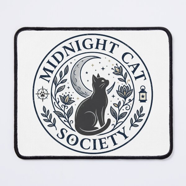 Item preview, Midnight Cat Society Celestial Black Cat Crescent Moon Badge designed and sold by mood-draftsman.