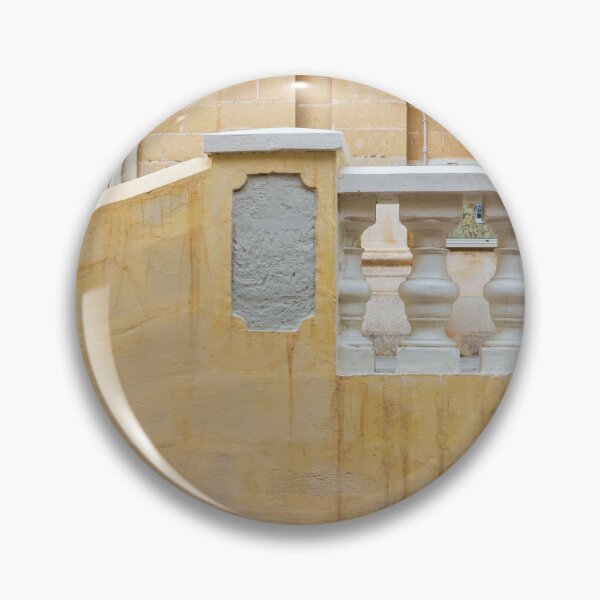 Item preview, Warm Yellow Wall With Stone Staircase And Balustrade In Sunny Mediterranean Courtyard designed and sold by Nmallia.