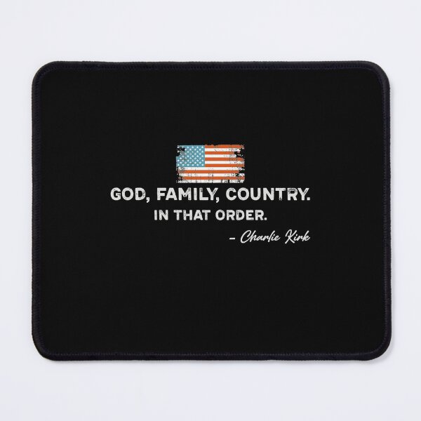 Item preview, God Family Country In That Order Charlie Kirk Distressed American Flag designed and sold by Dravienart.