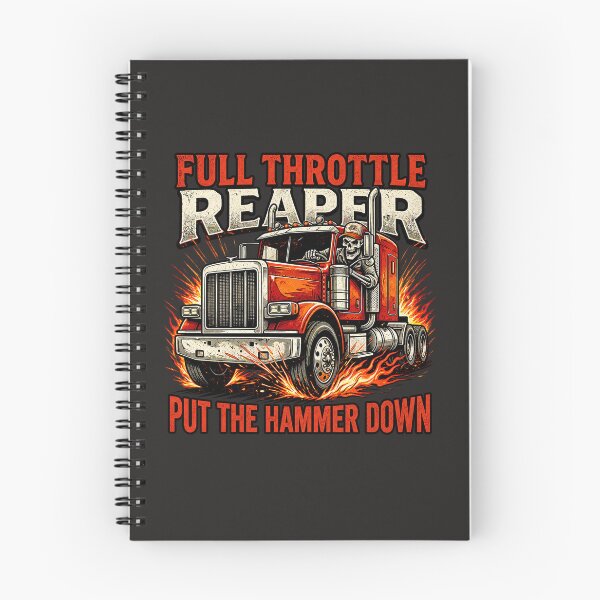 Item preview, Full Throttle Reaper | Put The Hammer Down | Red Semi Truck Skeleton Art designed and sold by NomadForge.