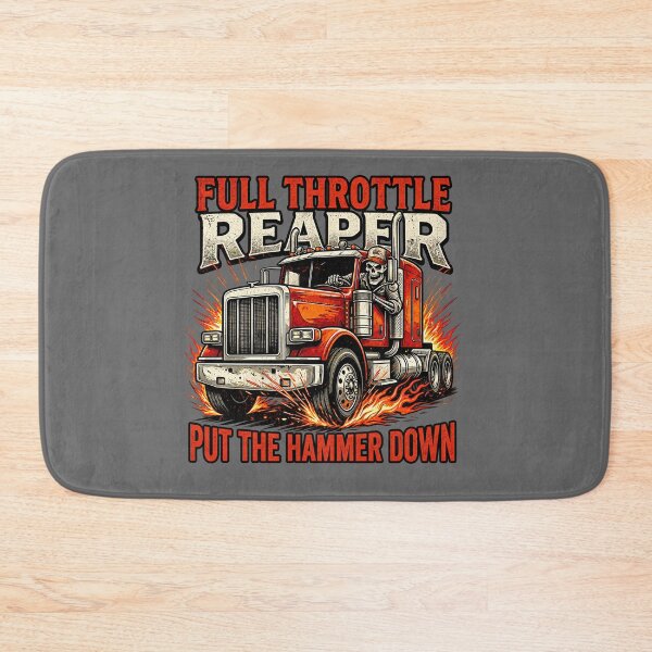 Item preview, Full Throttle Reaper | Put The Hammer Down | Red Semi Truck Skeleton Art designed and sold by NomadForge.