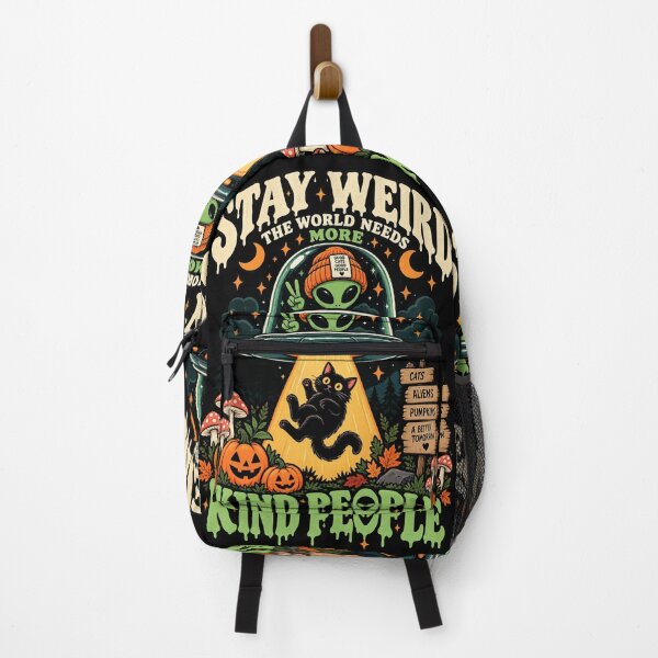 Item preview, Stay Weird Kind People Alien Cat UFO Halloween designed and sold by Ridaelb.