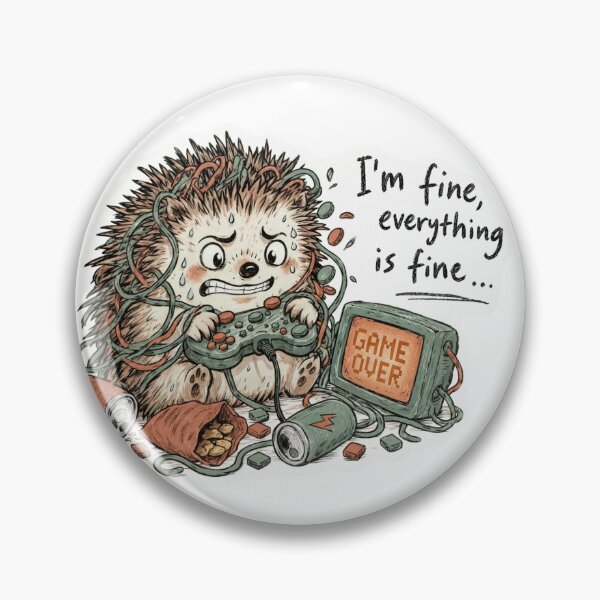 Item preview, I’m Fine Everything Is Fine – Funny Hedgehog Gaming Chaos designed and sold by digital.stickerperso.com.
