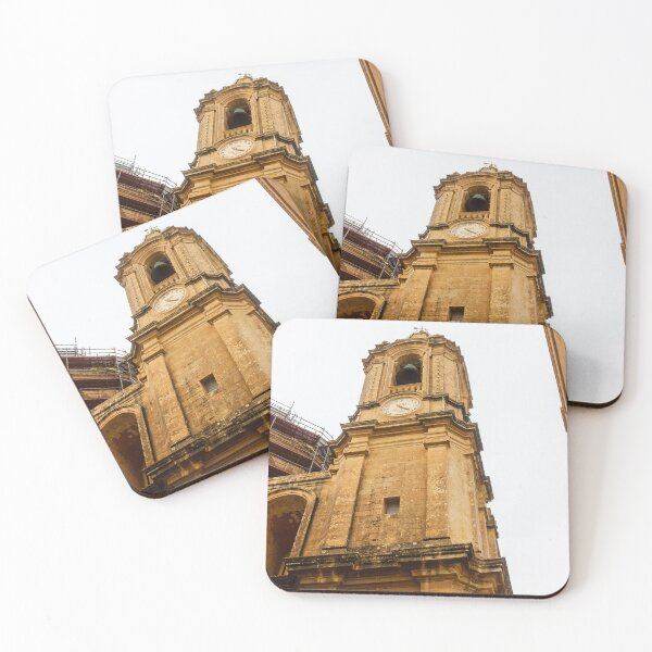 Item preview, Historic Clock Tower In Malta: Golden Stone Facade, Tall Bell Tower With Weathered Exterior designed and sold by Nmallia.