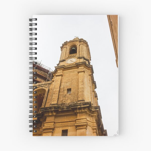 Item preview, Historic Clock Tower In Malta: Golden Stone Facade, Tall Bell Tower With Weathered Exterior designed and sold by Nmallia.
