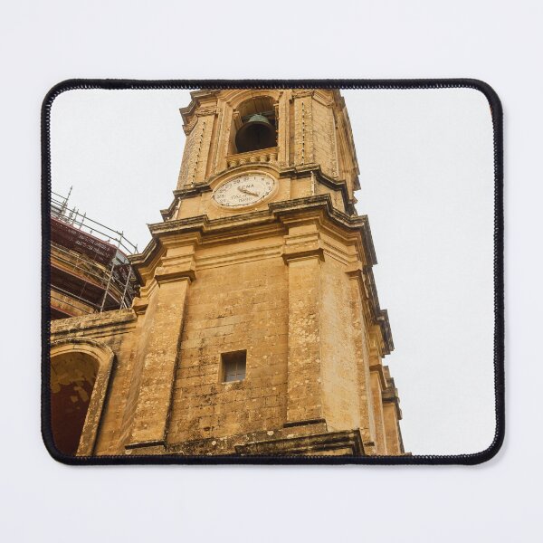 Item preview, Historic Clock Tower In Malta: Golden Stone Facade, Tall Bell Tower With Weathered Exterior designed and sold by Nmallia.