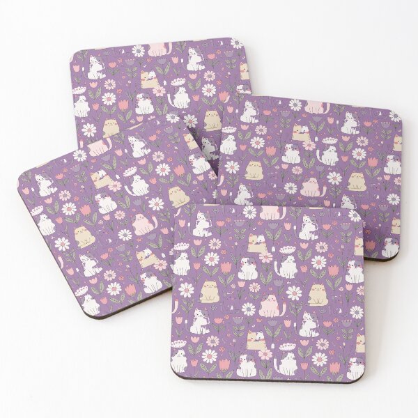 Item preview, Cute Kawaii Cats and Flowers Pattern – Pastel Floral Cat Lover Design designed and sold by Mousy17.