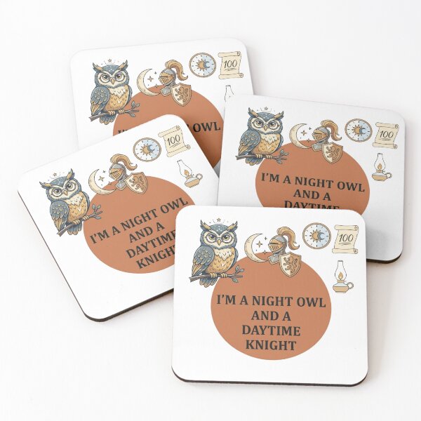 Item preview, I'm a Night Owl and a Daytime Knight - Funny Animal Pun designed and sold by Bitty777.