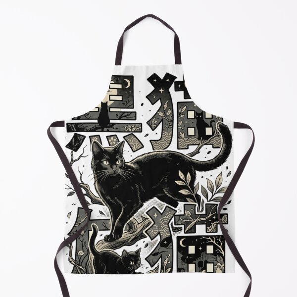 Item preview, Japanese Black Cat Kanji Kuroneko Woodblock Streetwear Art designed and sold by mood-draftsman.