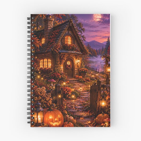 Item preview, Enchanted Halloween Cottage – Cozy Autumn Night designed and sold by Gold&pixels.