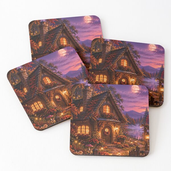 Item preview, Enchanted Halloween Cottage – Cozy Autumn Night designed and sold by Gold&pixels.