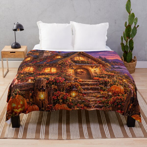 Item preview, Enchanted Halloween Cottage – Cozy Autumn Night designed and sold by Gold&pixels.