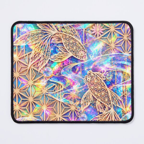 Item preview, Holographic Koi Fish & Japanese Kumiko Pattern – Iridescent Japanese Art designed and sold by アミヤジャ.