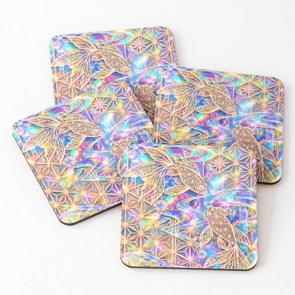 Item preview, Holographic Koi Fish & Japanese Kumiko Pattern – Iridescent Japanese Art designed and sold by アミヤジャ.