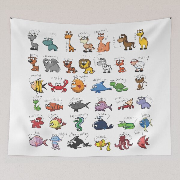 Item preview, Hand-Drawn Cartoon Animals Set with Handwritten Labels designed and sold by Johnnies.