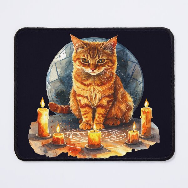 Item preview, The witch's cat, orange cat with candles designed and sold by LiskoDesign.