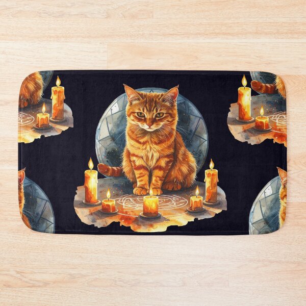 Item preview, The witch's cat, orange cat with candles designed and sold by LiskoDesign.