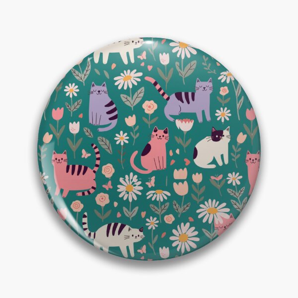 Item preview, Cute Pastel Cats and Flowers Pattern – Kawaii Floral Cat Lover Design designed and sold by Mousy17.