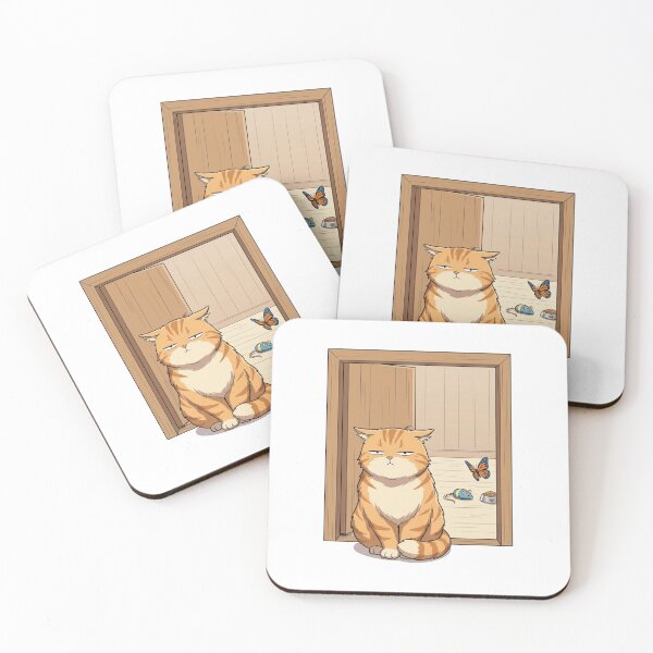 Item preview, Funny Stubborn Orange Cat Sitting In Open Doorway Meme designed and sold by mood-draftsman.
