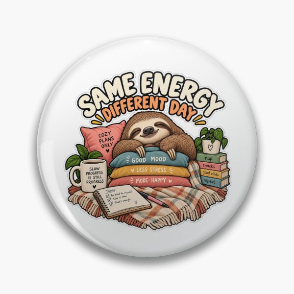 Item preview, Same Energy Different Day – Funny Cozy Sloth Sticker designed and sold by biomood.