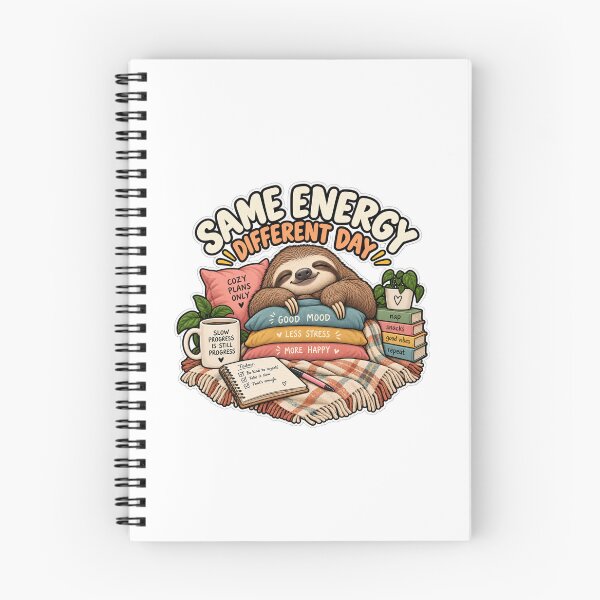 Item preview, Same Energy Different Day – Funny Cozy Sloth Sticker designed and sold by biomood.