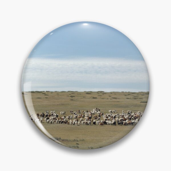 Item preview, Sheep and Goats Grazing Across Open Grassland Under Blue Sky designed and sold by seunghus.