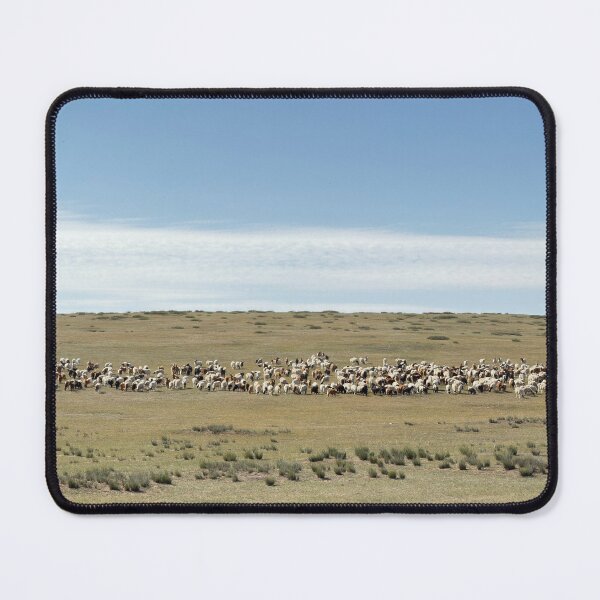 Item preview, Sheep and Goats Grazing Across Open Grassland Under Blue Sky designed and sold by seunghus.