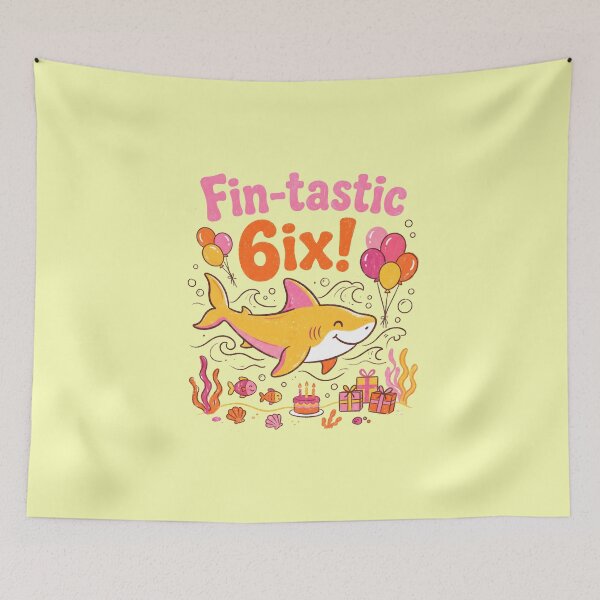 Item preview, Fin-Tastic 6ix Shark – Cute Ocean 6th Birthday Design designed and sold by Sea Gem.