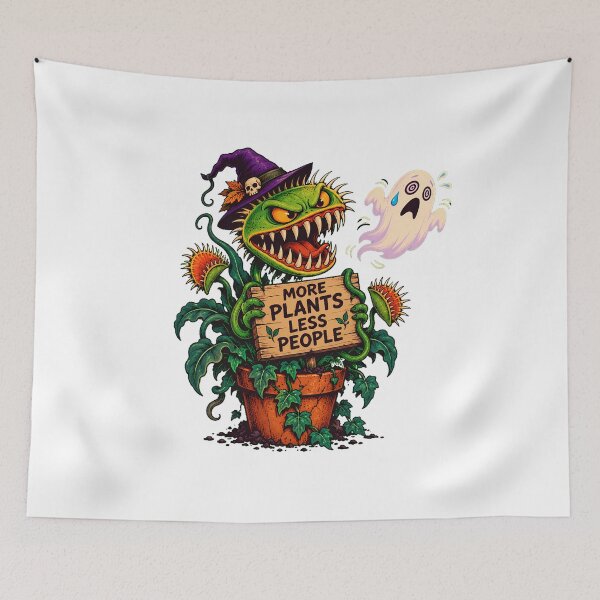 Item preview, Spooky Plant Flytrap Scaring Ghost Halloween Introvert designed and sold by chattsuede.