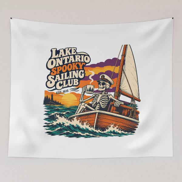 Item preview, Spooky Sailing Skeleton Captain Sunset Lake Ontario Boater designed and sold by chattsuede.