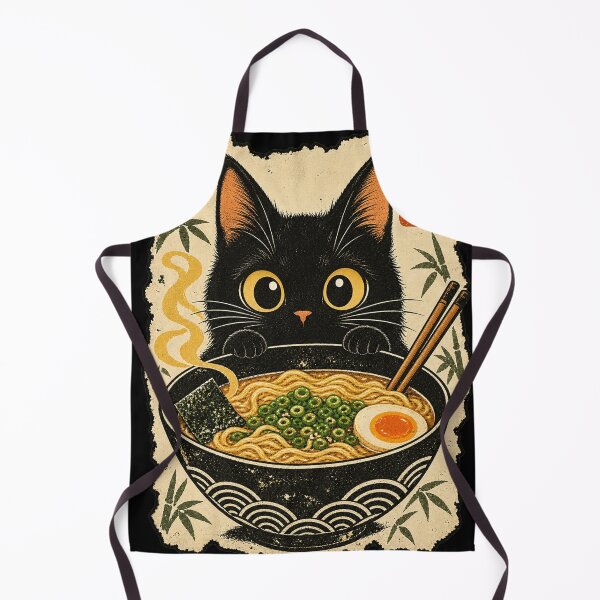 Item preview, Black Cat Eating Ramen – Vintage Japanese Food Love designed and sold by will freed18.