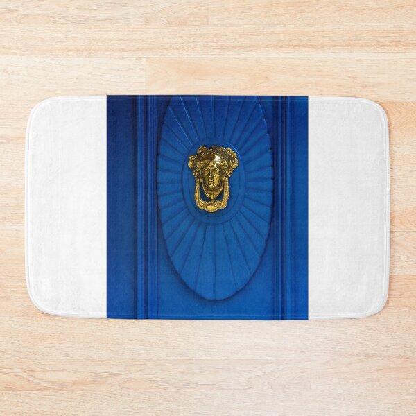 Item preview, Golden Door Knocker On Royal Blue Door With Radiating Oval Medallion and Classical Emblem designed and sold by Nmallia.
