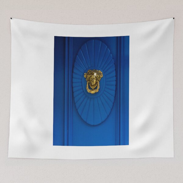 Item preview, Golden Door Knocker On Royal Blue Door With Radiating Oval Medallion and Classical Emblem designed and sold by Nmallia.