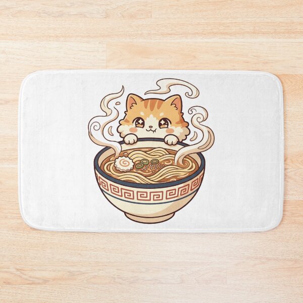 Item preview, Kawaii Orange Cat Ramen Cute Japanese Noodle Bowl Anime Art designed and sold by mood-draftsman.