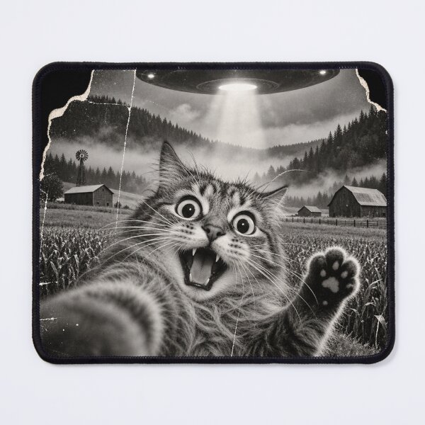 Item preview, UFO Cat Selfie – Funny Alien Abduction Retro designed and sold by will freed18.