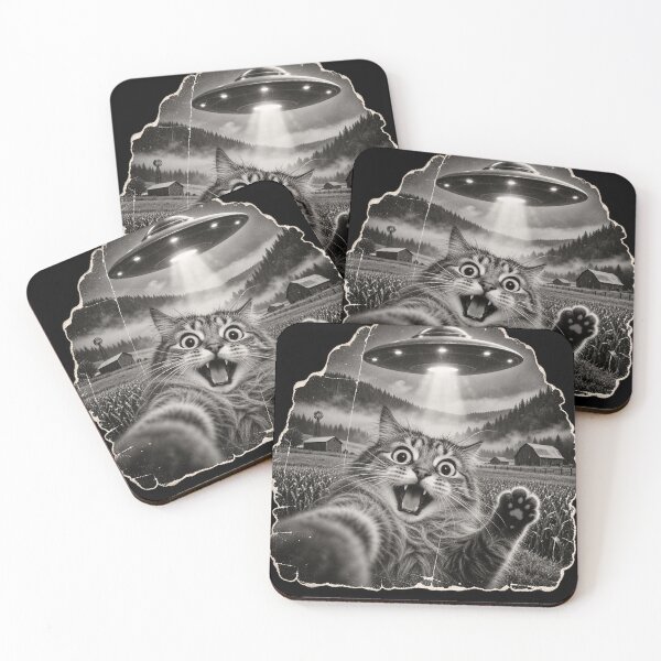 Item preview, UFO Cat Selfie – Funny Alien Abduction Retro  designed and sold by will freed18.