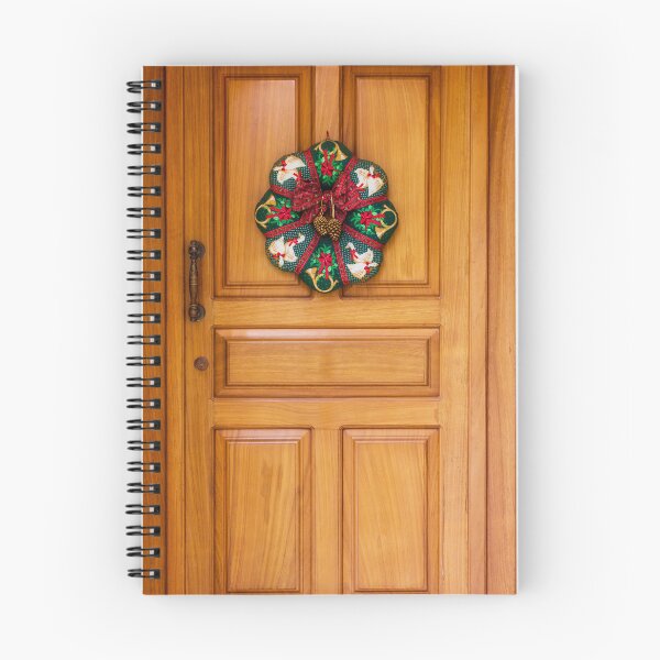 Item preview, Festive Christmas Wreath Hung on Warm Wooden Door for Holiday Decor Photo at Entrance designed and sold by Nmallia.