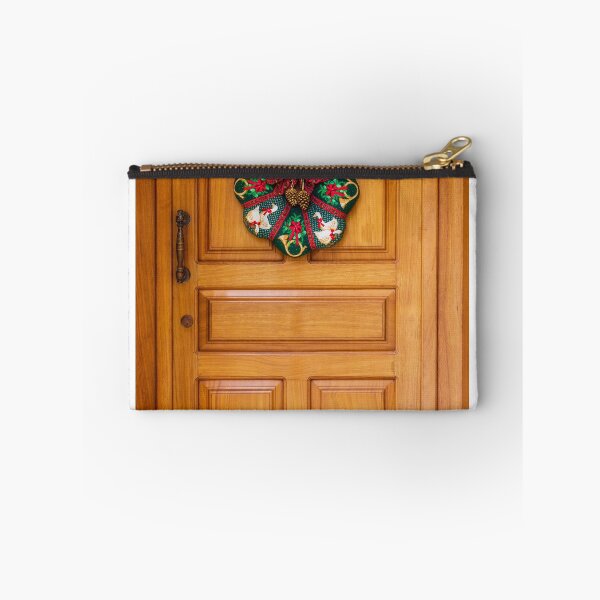 Item preview, Festive Christmas Wreath Hung on Warm Wooden Door for Holiday Decor Photo at Entrance designed and sold by Nmallia.