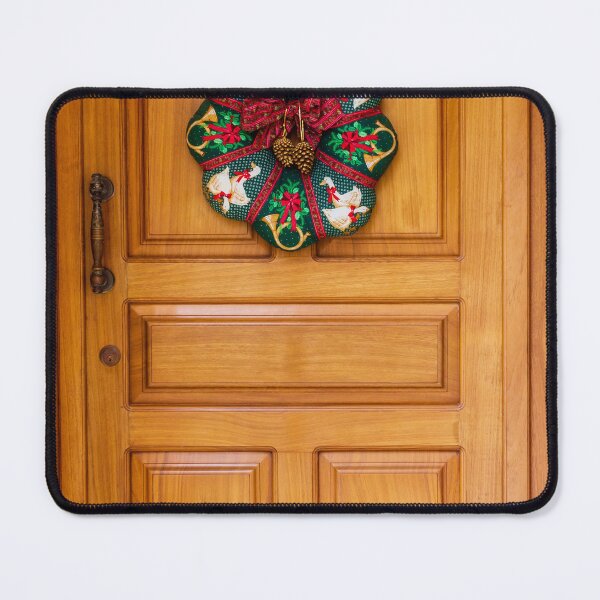 Item preview, Festive Christmas Wreath Hung on Warm Wooden Door for Holiday Decor Photo at Entrance designed and sold by Nmallia.