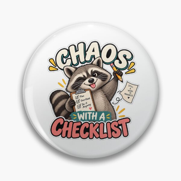 Item preview, Chaos With a Checklist – Funny Raccoon Organized Chaos Sticker designed and sold by biomood.