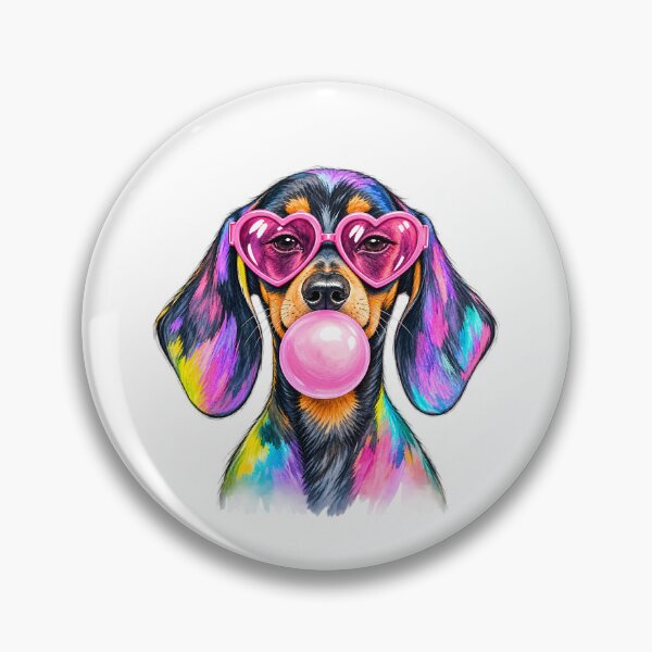 Item preview, Preppy Dachshund Striped Dog Coquette Wiener Dog Pink Heart Glasses designed and sold by Rtcraftani.