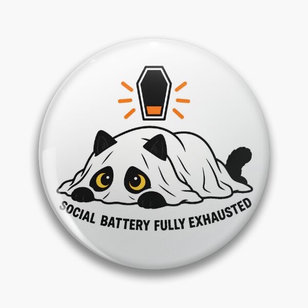 Item preview, Ghost Cat Exhausted Social Battery Halloween Introvert designed and sold by chattsuede.
