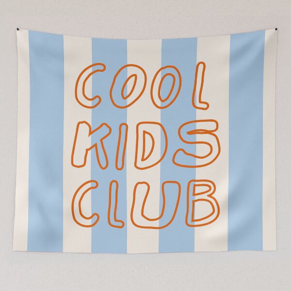 Item preview, Cool Kids Club Trendy Powder Blue Peach Retro Stripes designed and sold by nineFlorals.