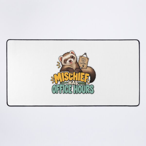 Item preview, Mischief Has Office Hours – Funny Ferret Sticker designed and sold by biomood.