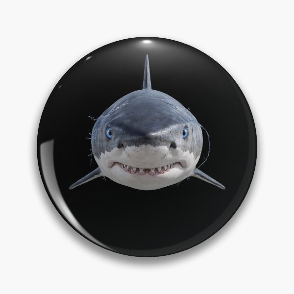 Item preview, Great White Shark Face Blue Eyes Ocean Art designed and sold by cabana.space.