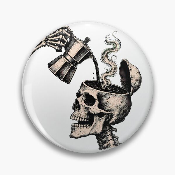 Item preview, Caffeine Skeleton Moka Pot Pouring Gothic Barista designed and sold by chattsuede.