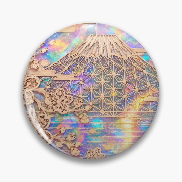 Item preview, Kumiko Fuji Sakura Holographic – Japanese Mount Fuji & Cherry Blossom Geometric Art designed and sold by アミヤジャ.