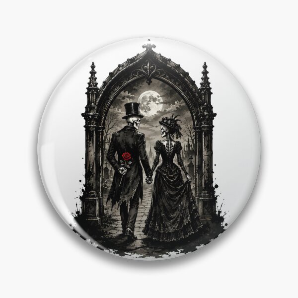 Item preview, Skeleton Couple Gothic Cemetery Dark Romantics designed and sold by chattsuede.