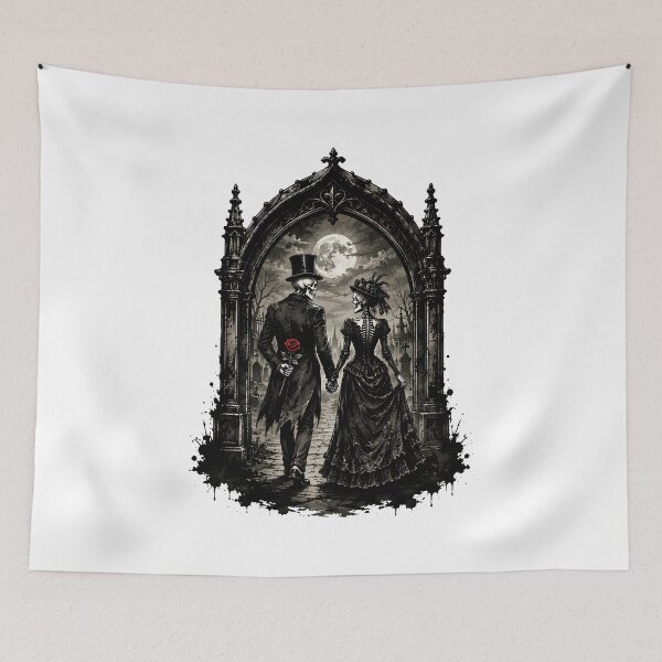Item preview, Skeleton Couple Gothic Cemetery Dark Romantics designed and sold by chattsuede.