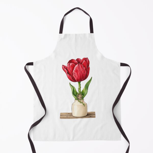 Item preview, Red Tulip Flower with Tiny Fairy Door – Enchanted Cottagecore Botanical Fantasy designed and sold by MrDev.